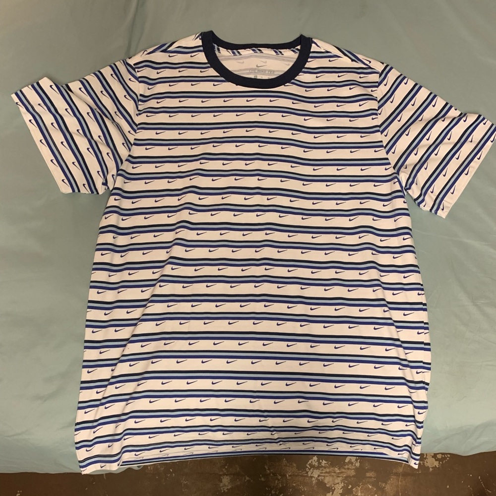 Mens Blue Nike Striped T-Shirt